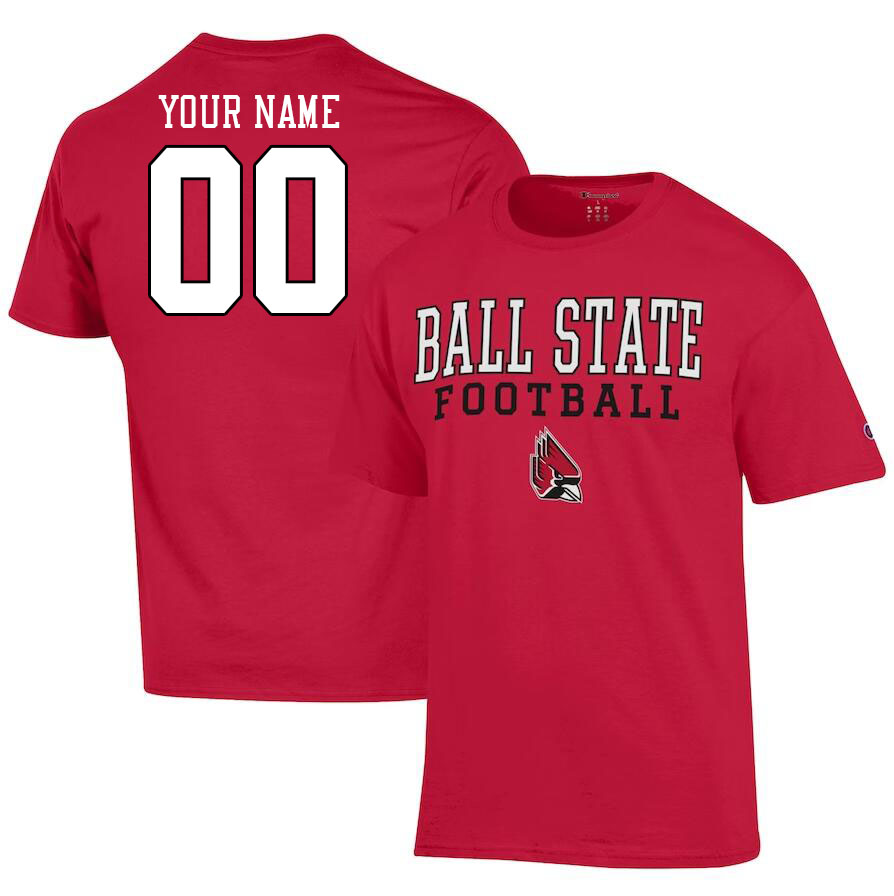 Custom Ball State Cardinals Name And Number Tshirt-Cardinal
